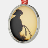 Horse Rider en Rope tegen de zon Metalen Ornament (Links)