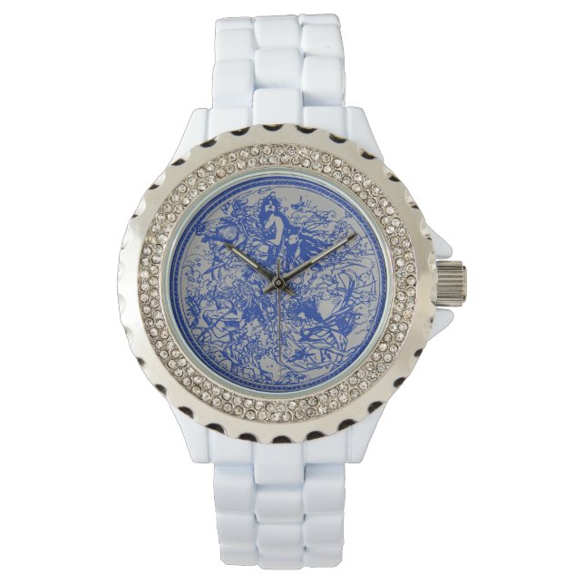 Horse Rider White Enamel Girls Watch Horloge (Voorkant)