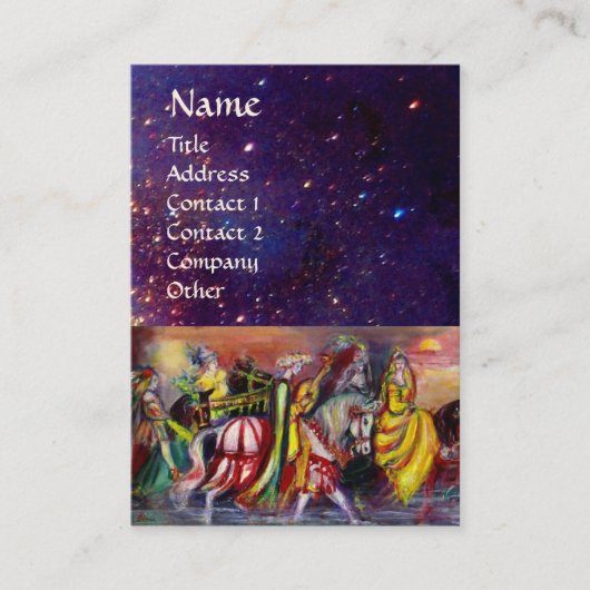 HORSE RIDERS, MUZIEK IN DE NACHT Fantasy Blue Visitekaartje (Voorkant)