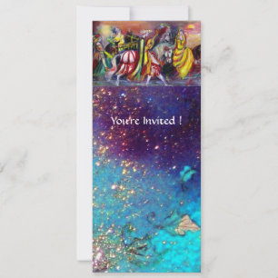 HORSE RIDERS, MUZIEK IN NACHT, Gold Blue Gparkles Kaart