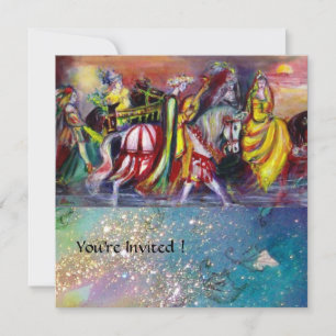 HORSE RIDERS, MUZIEK IN NACHT, Gold Blue Gparkles Kaart