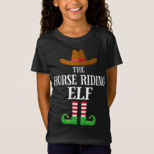 Horse Riding Elf Matching Family Kerstmis Pajama T-shirt
