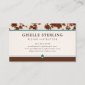 Horse Riding Instructor Rustic Cowhide Western Visitekaartje (Achterkant)