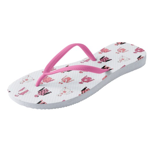 Horse Riding Jockey Pink White Teenslippers (Schuin)