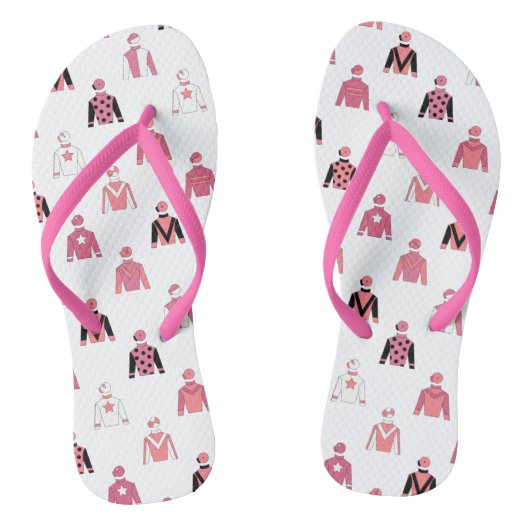 Horse Riding Jockey Pink White Teenslippers (Voetbed)
