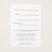 Horse Riding Lessons Gift Certificate Template Visitekaartje (Achterkant)