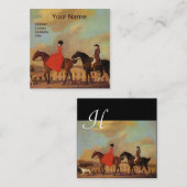 HORSE RIDING Monogram Vierkante Visitekaartje (Voorkant / Achterkant)
