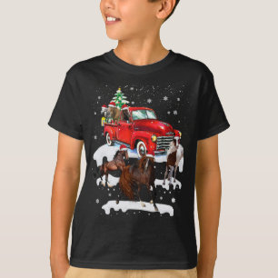 Horse Riding Red Truck Xmas Merry kerst T-shirt