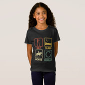 Horse Riding Rider Eat Sleep Repeat Funny retro T-shirt (Voorkant volledig)