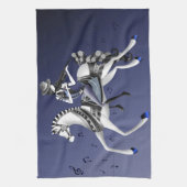 Horse Riding Violinist Navy Tea Towels Theedoek (Verticaal)