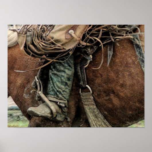 Horse Riding Western Rodeo Cowboy Poster (Voorkant)