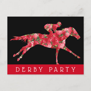 Horse Rozen Derby Race Party Black Briefkaart