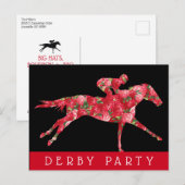 Horse Rozen Derby Race Party Black Briefkaart (Voorkant / Achterkant)