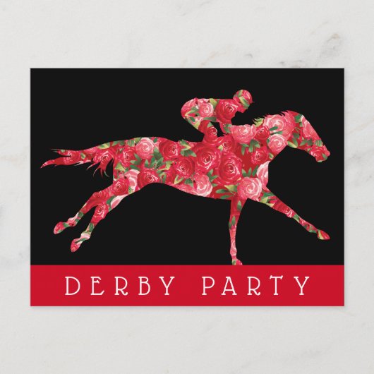 Horse Rozen Derby Race Party Black Briefkaart (Voorkant)