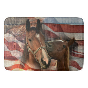 Horse Rustic Barn American Flag Badmat