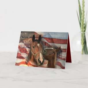 Horse Rustic Barn American Flag Bedankkaart