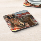 Horse Rustic Barn American Flag Bier Onderzetter (Linkerzijde)