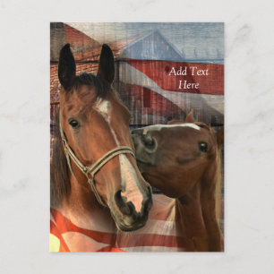 Horse Rustic Barn American Flag Briefkaart