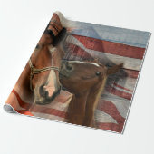 Horse Rustic Barn American Flag Cadeaupapier (Uitgerold)