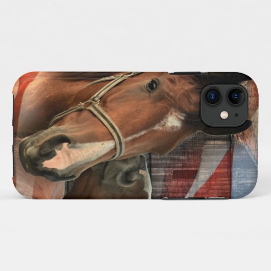 Horse Rustic Barn American Flag Case-Mate iPhone Case (Achterkant (horizontaal))