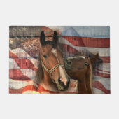 Horse Rustic Barn American Flag Deurmat (Voorkant)