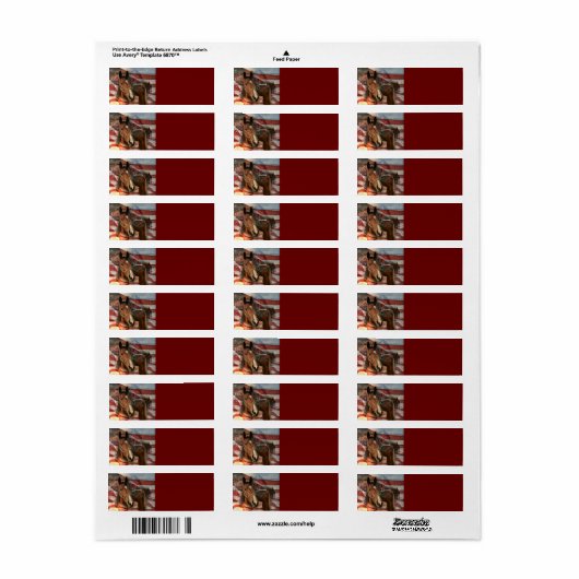 Horse Rustic Barn American Flag Etiket (Full Sheet)