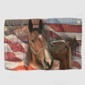 Horse Rustic Barn American Flag Golfhanddoek (Horizontaal)