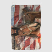 Horse Rustic Barn American Flag Golfhanddoek (Voorkant)