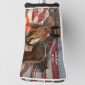 Horse Rustic Barn American Flag Golfheadcover (Draai 90)