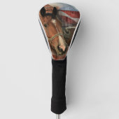 Horse Rustic Barn American Flag Golfheadcover (Voorkant)