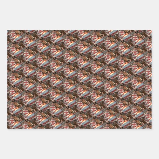 Horse Rustic Barn American Flag Inpakpapier Vel (Voorkant 2)