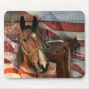 Horse Rustic Barn American Flag Muismat