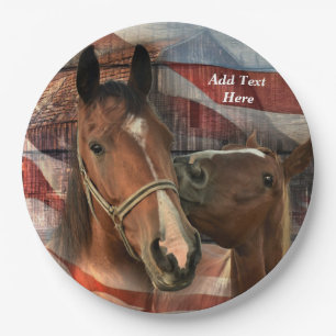 Horse Rustic Barn American Flag Papieren Bordje
