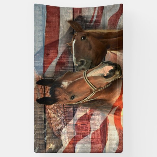 Horse Rustic Barn American Flag Spandoek (Verticaal)