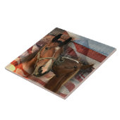 Horse Rustic Barn American Flag Tegeltje (Zijkant)