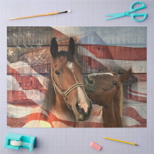 Horse Rustic Barn American Flag Tissuepapier (Craft)