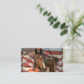 Horse Rustic Barn American Flag Visitekaartje (Staand voorkant)