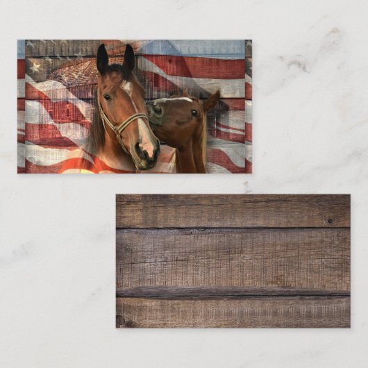 Horse Rustic Barn American Flag Visitekaartje (Voorkant / Achterkant)