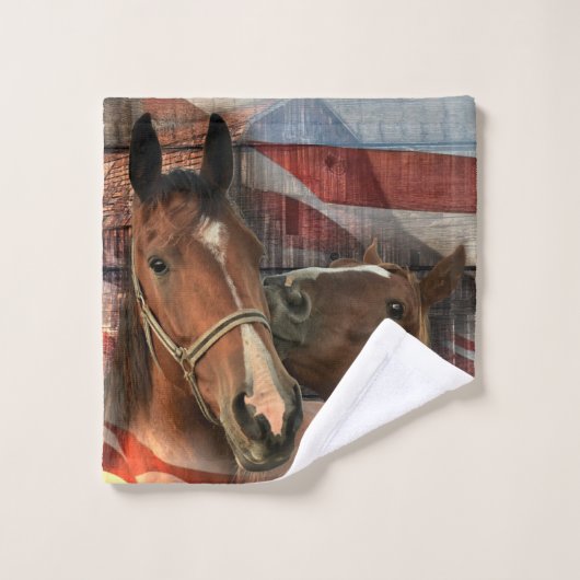 Horse Rustic Barn American Flag Washandje (Wasdoekje)