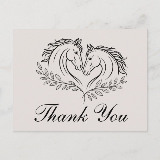 Horse Rustic Country Westerne bruiloft Dank u Briefkaart (Voorkant)