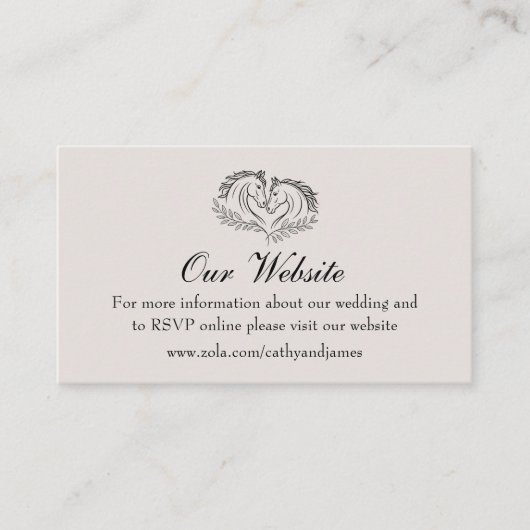 Horse Rustic Country Westerne bruiloft website Informatiekaartje (Voorkant)