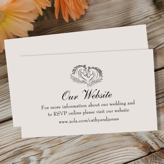 Horse Rustic Country Westerne bruiloft website Informatiekaartje