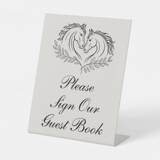 Horse Rustic Elegant Country Wedding Guest Book  Reclamebord Met Voetstuk (Voorkant)