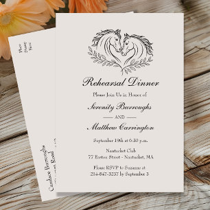 Horse Rustic Western Country Huwelijksrepetitie Uitnodiging Briefkaart