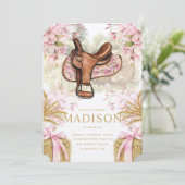 Horse Saddle Birthday Invitation Kaart (Staand voorkant)