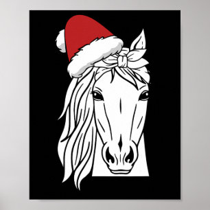 Horse Santa Hat met kerstmis Pajama Horseback Ridi Poster