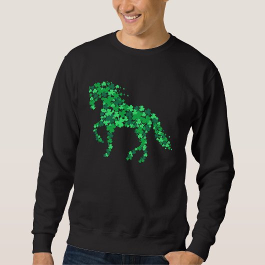 Horse Shamrock Horseback Riding Equestrian St Patr Trui (Voorkant)