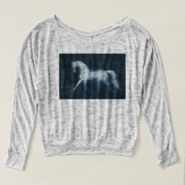 Horse Shilhouette Grey off the Shoulder Sweatshirt
