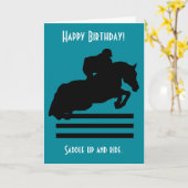 Horse Show Hunter Jumper Silhouette Verjaardag Kaart (Gele Bloem)
