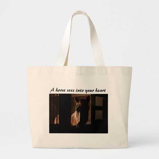Horse Silhoueted in Barn Stall Grote Tote Bag (Voorkant)
